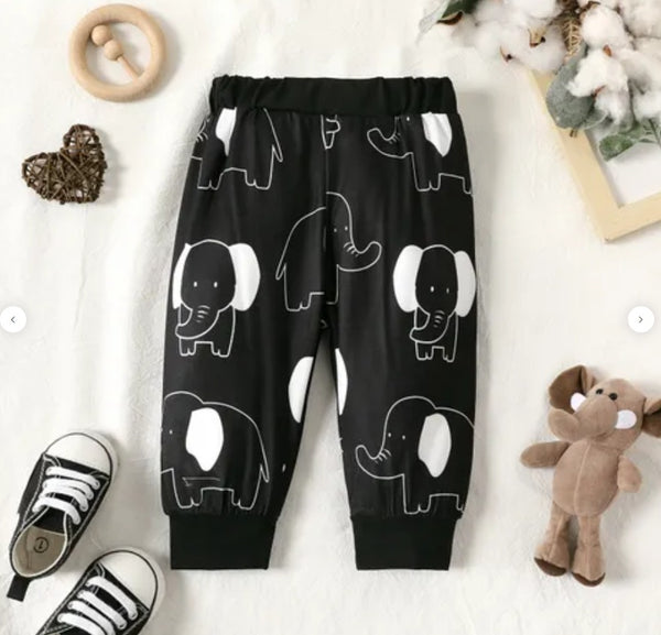 Elephant Printed Trouser ( Black ) - S