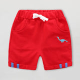 Mini Dino Embroidered Shorts Red