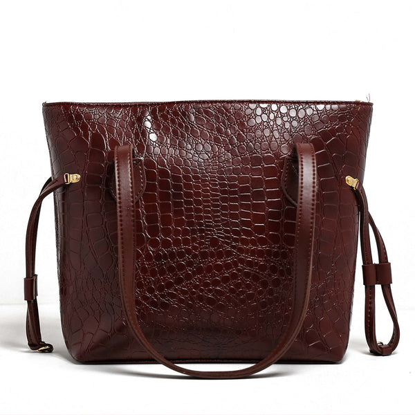 Croco Kraft | Shoulder | Maroon - Bagonia