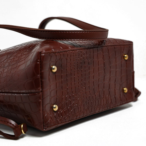 Croco Kraft | Shoulder | Maroon - Bagonia