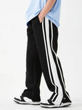 Black Three Stripes Trouser With Ankle Zips