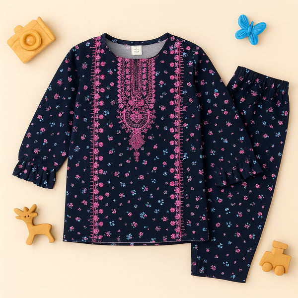 Blossom Embroidered Corduroy Suit