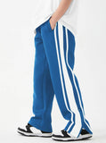 Blue Three Stripes Trouser With Ankle Zips
