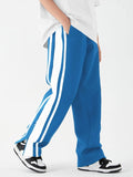 Blue Three Stripes Trouser With Ankle Zips