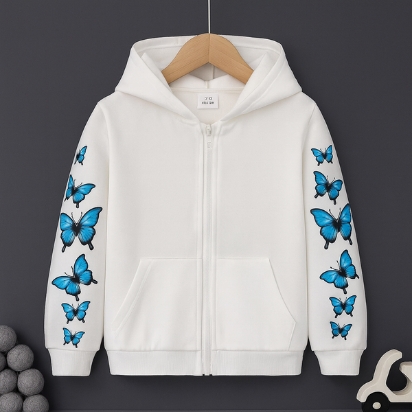 Blue Butterflies Zipper Hoodie
