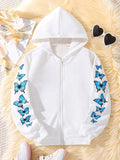 Blue Butterflies Zipper Hoodie