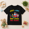 Boy Loves Fire Trucks Graphic Tee