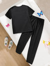 Colorful Heart & Butterfly Graphic Tracksuit (Blk)