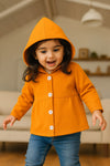 Cozy Bloom Fleece Hoodie Coat (Orange)
