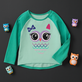 Cute Green Owl Graphic Tee FS