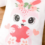 Cute Pink Heart Bunny Romper