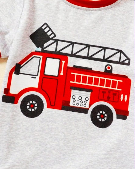 Fire Truck Printed Graphic Set Grey