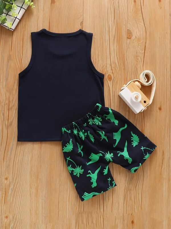 Green T Rex Printed Tank Set