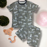 Olive Green Tiger Printed Set