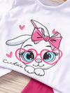 White Pink Cutie Cat Bow Graphic Set