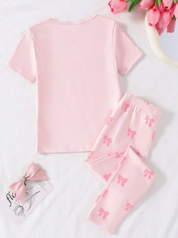 Pink Bow Printed Nightwear