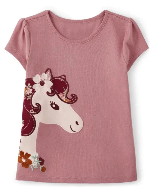 Pink Flower Horse Graphic Tee