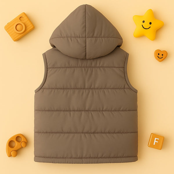 Premium Sleeveless Puffer Jacket (Light Brown)