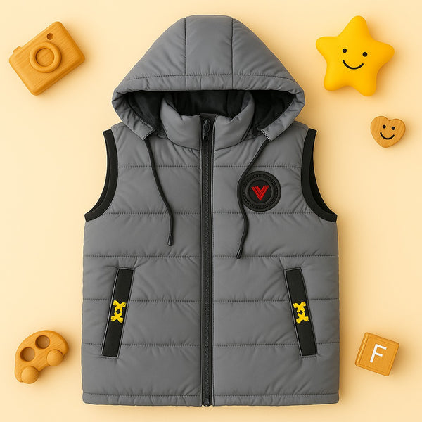 Premium Sleeveless Puffer Jacket (Light Grey)