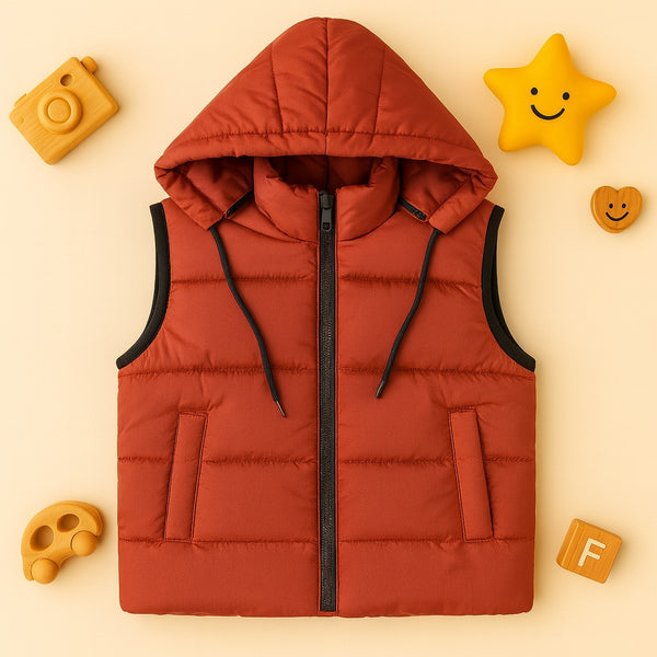 Premium Sleeveless Puffer Jacket (Rust)