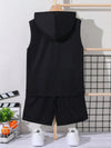 Sports Sleeveless Hood Set Black