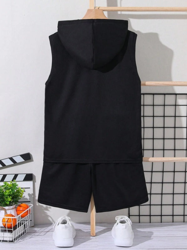 Sports Sleeveless Hood Set Black