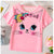 Pink Flower Cat Graphic Tee
