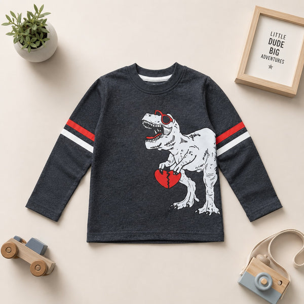 T-REX stripe Graphic Tee Charcoal FS