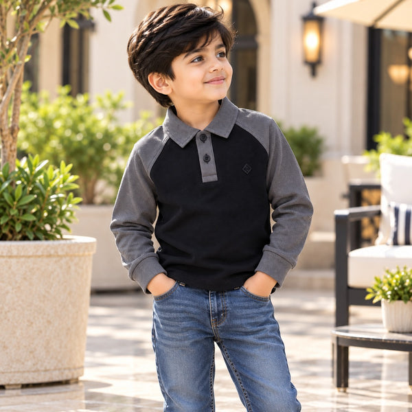 Classic Black Colorblock Polo