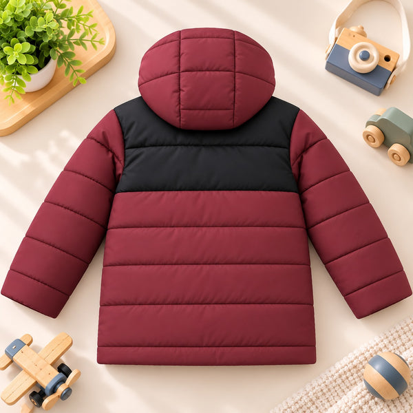 Burgundy Hooded Puffer Jacket