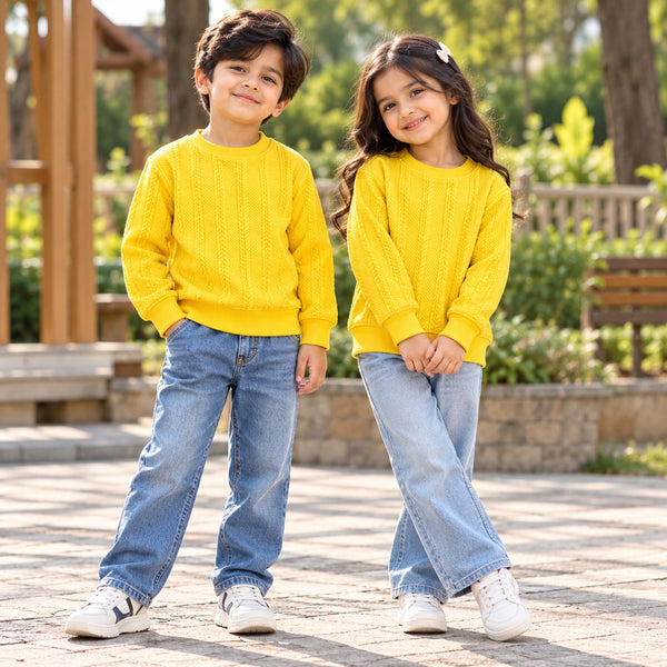Yellow Textured Sweatshirt