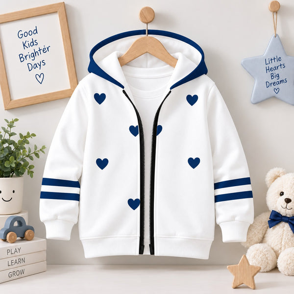 Navy Hearts Zipper Hoodie