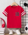 White Stripes 10 Letter Tee Red