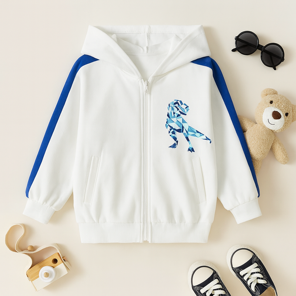 White T Rex Zipper Hoodie
