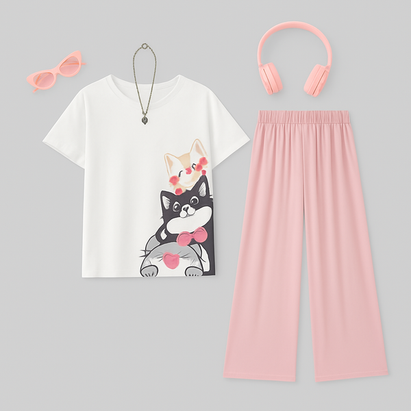 Bow Cats Graphic Tracksuit