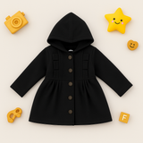 Black Frost Fleece Hoodie Coat