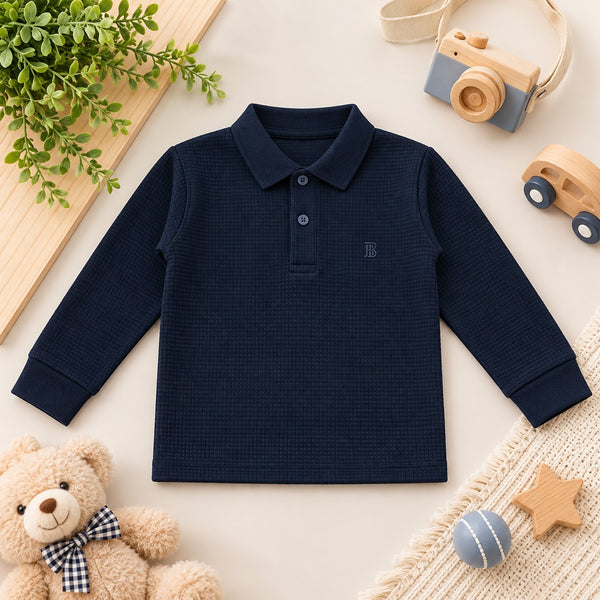 Classic Textured Polo Navy