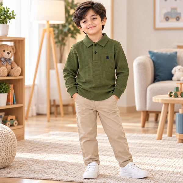 Classic Textured Polo Olive