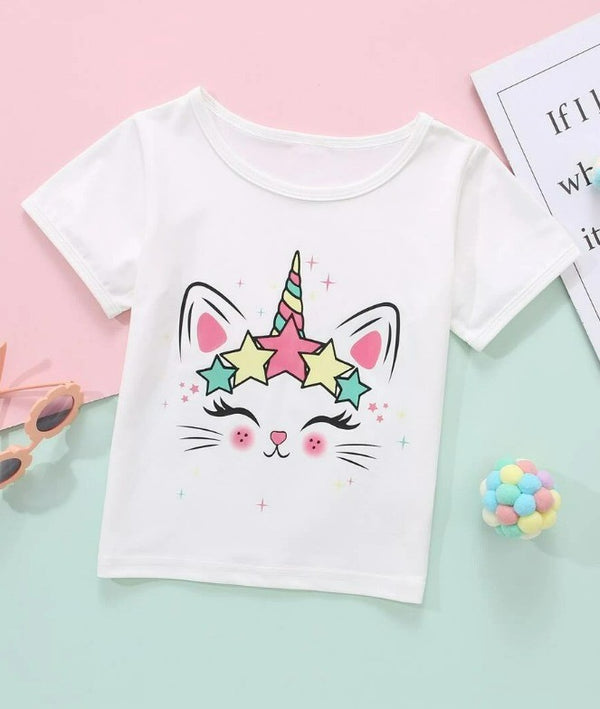 5 Stars Unicorn Cat Graphic Tee