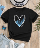 Blue Flames Lucky Heart Graphic Tee