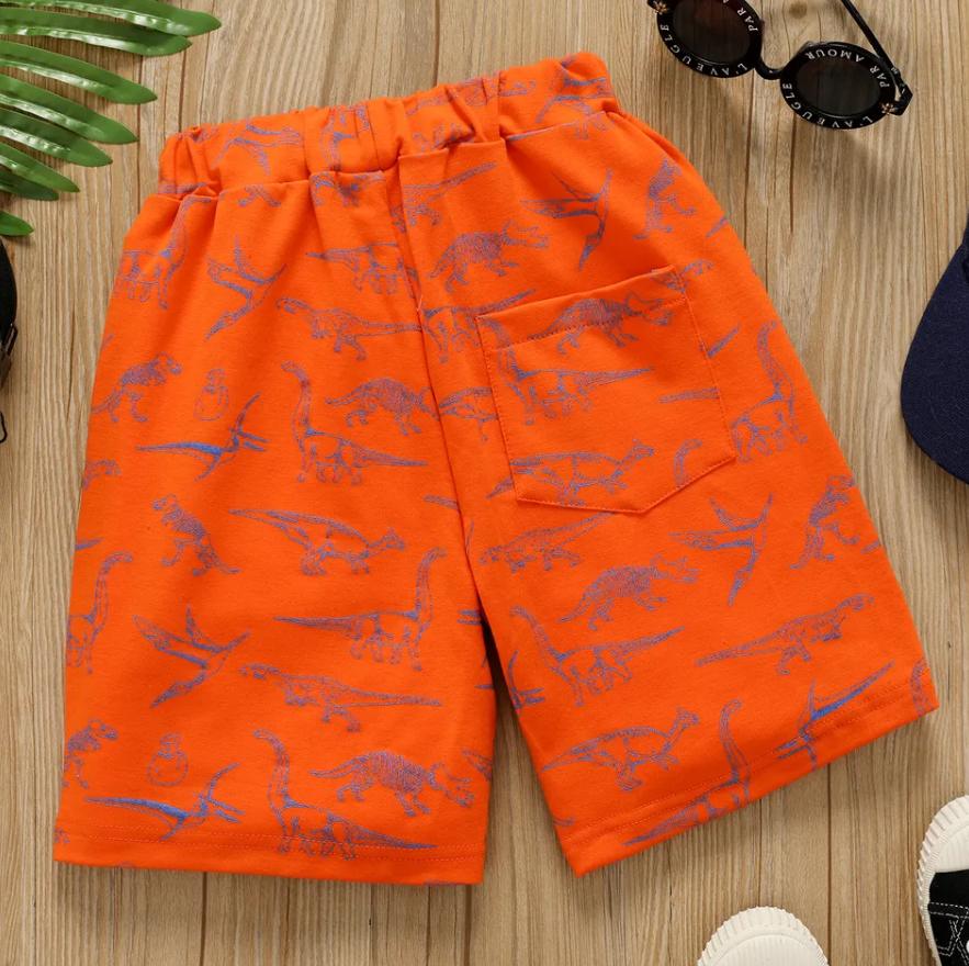 Dinosaurs Printed Shorts Orange