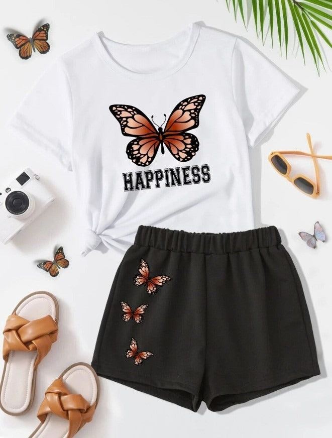 Happiness Golden Butterflies Graphic Set