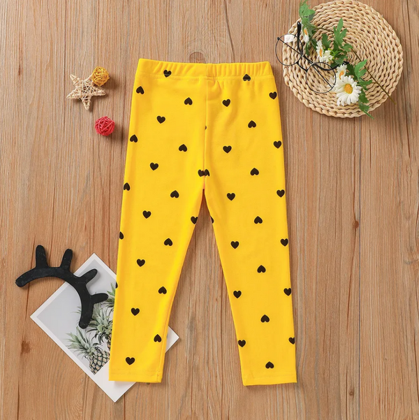 Hearts Printed Trouser Yellow - S