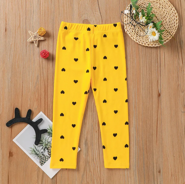 Hearts Printed Trouser Yellow - S