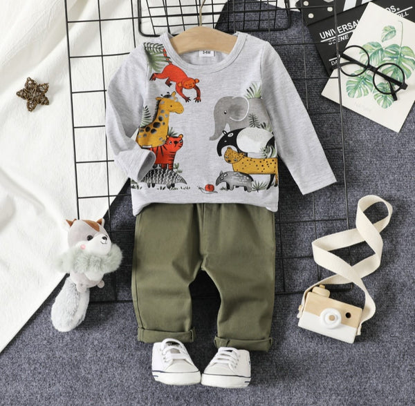 Jungle Animals Tracksuit ( Cotton / Summer ) – Funsies Garments