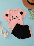 Cute Pink Mouse Graphic Set
