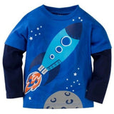 Space Rocket Graphic Tee Blue